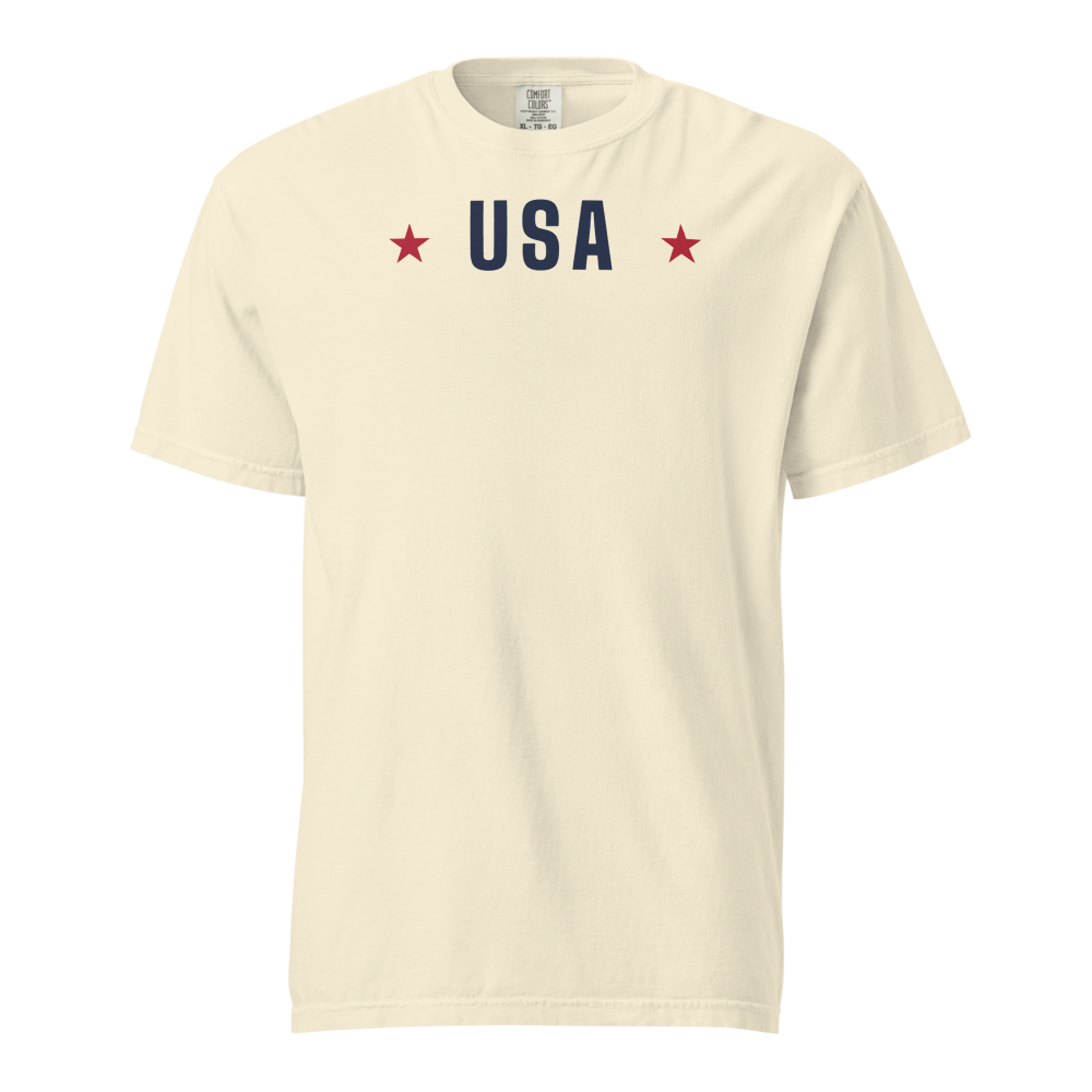 USA star heavyweight tee — Size: XL, Color: White
