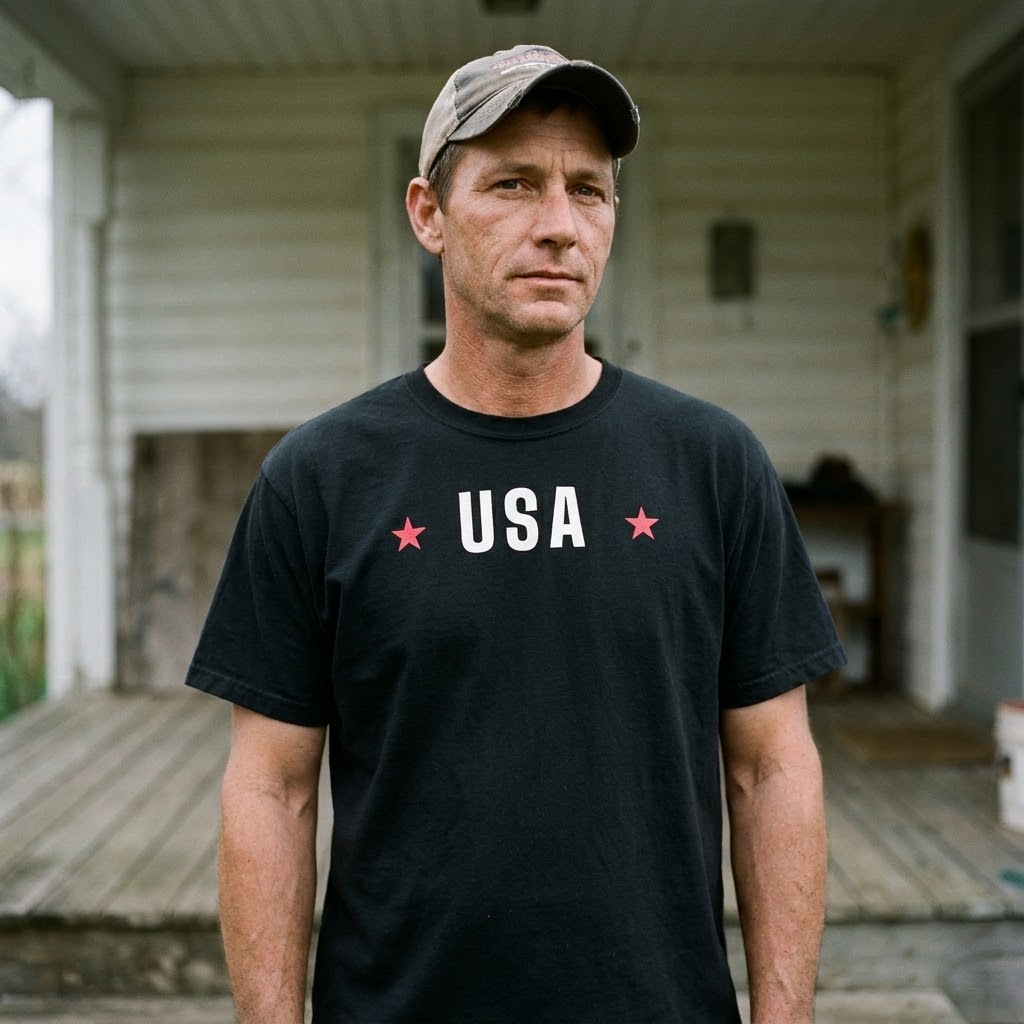 USA star heavyweight tee — Size: 3XL, Color: True Navy