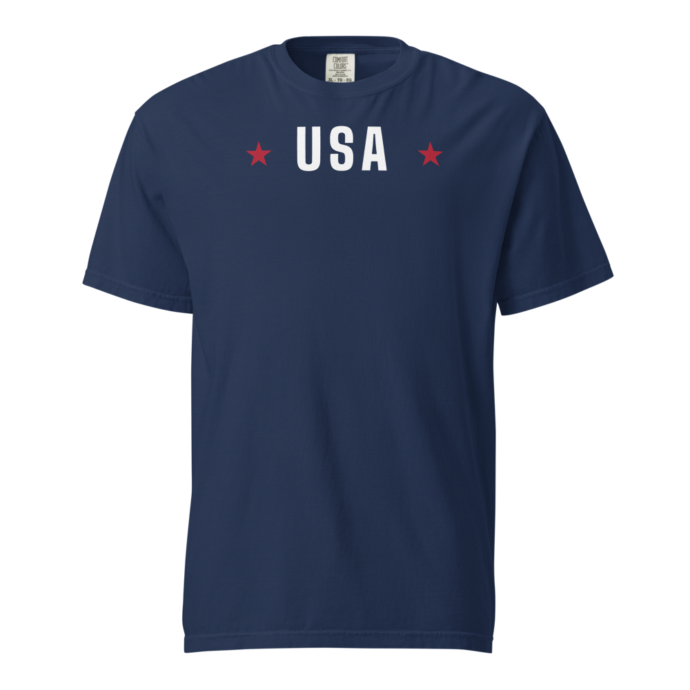 USA star heavyweight tee — Size: 2XL, Color: Granite