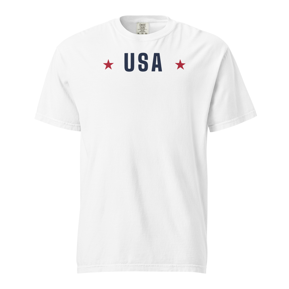 USA star heavyweight tee — Size: 2XL, Color: Black