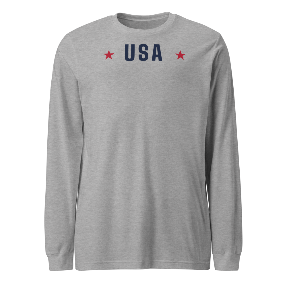 USA star long-sleeve tee — Size: L, Color: Black