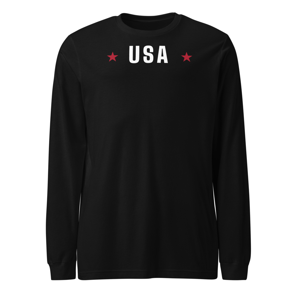 USA star long-sleeve tee — Size: M, Color: Athletic Heather