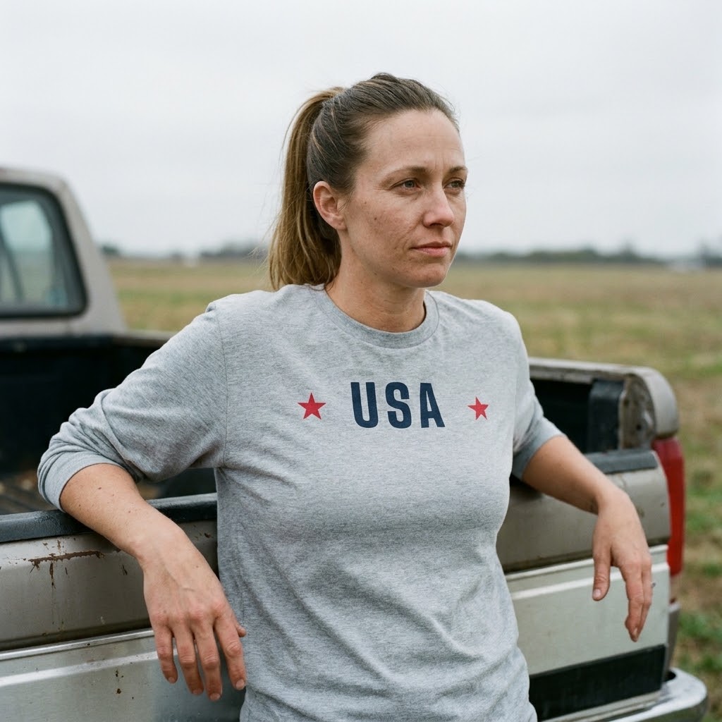 USA star long-sleeve tee — Size: XL, Color: Black