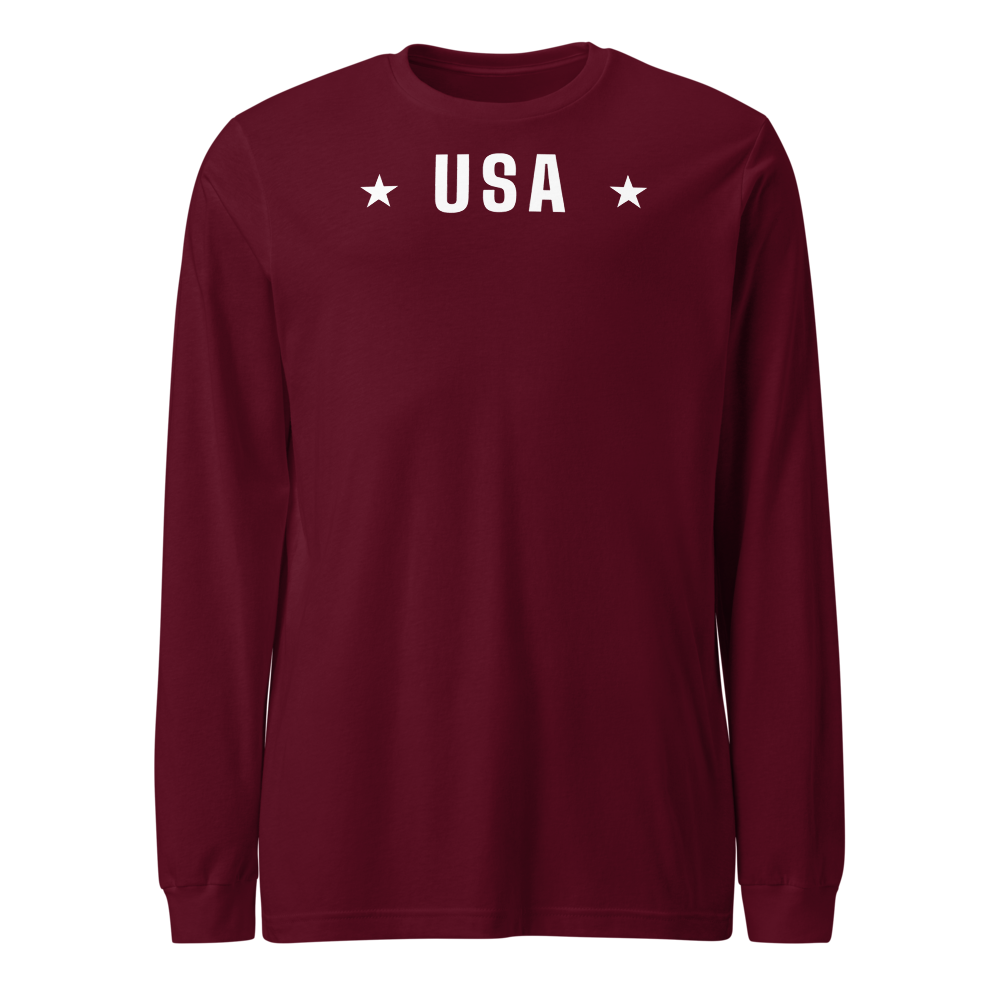USA star long-sleeve tee — Size: 2XL, Color: Athletic Heather