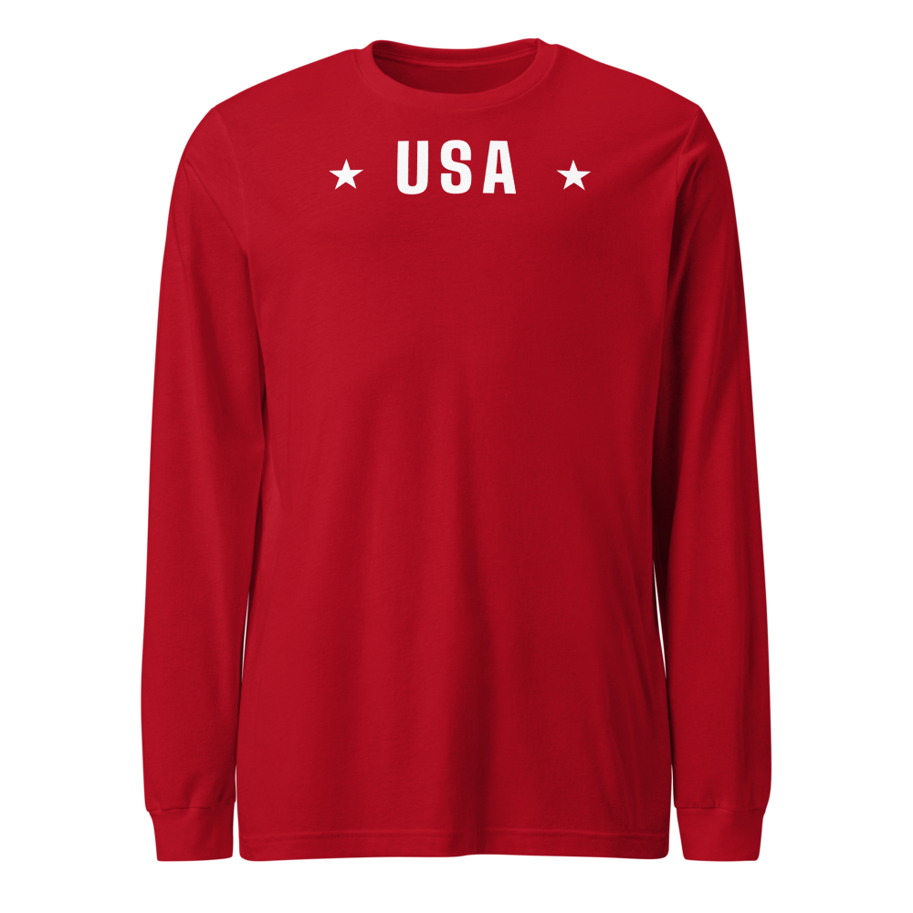 USA star long-sleeve tee — Size: M, Color: Maroon