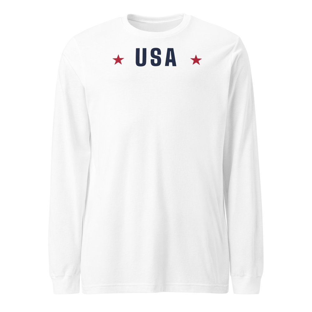 USA star long-sleeve tee — Size: XL, Color: Red