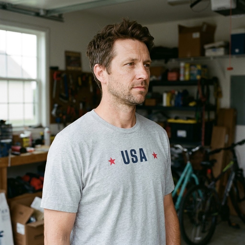 USA star tee — Size: S, Color: Athletic Heather