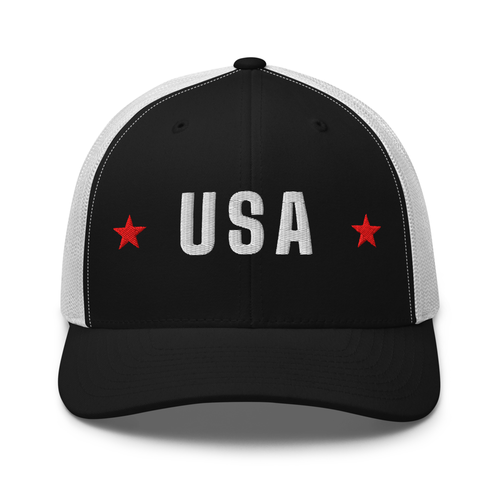 USA star trucker hat — Size: One size, Color: Black/ White