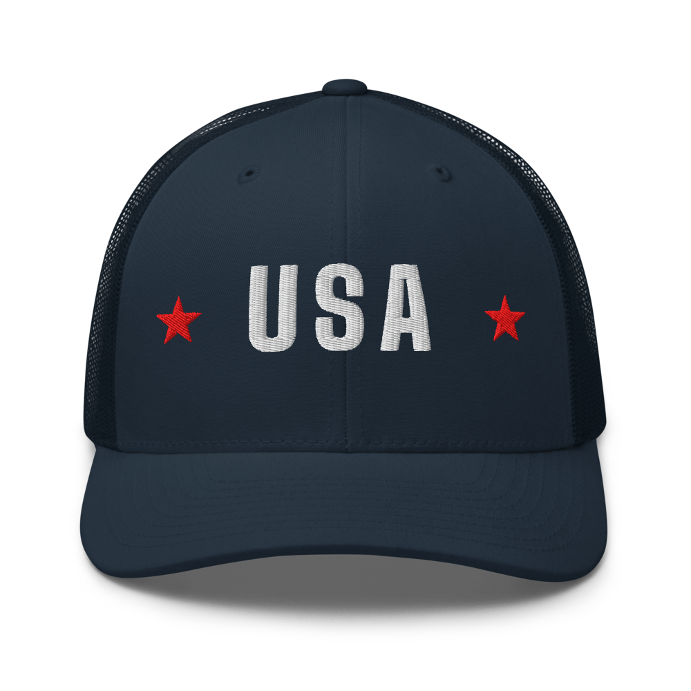 USA star trucker hat — Size: One size, Color: Navy/ White