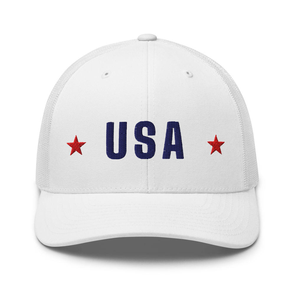 USA star trucker hat — Color: Black/ White, Khaki, Navy, Navy/ White, Red, White, Size: One size