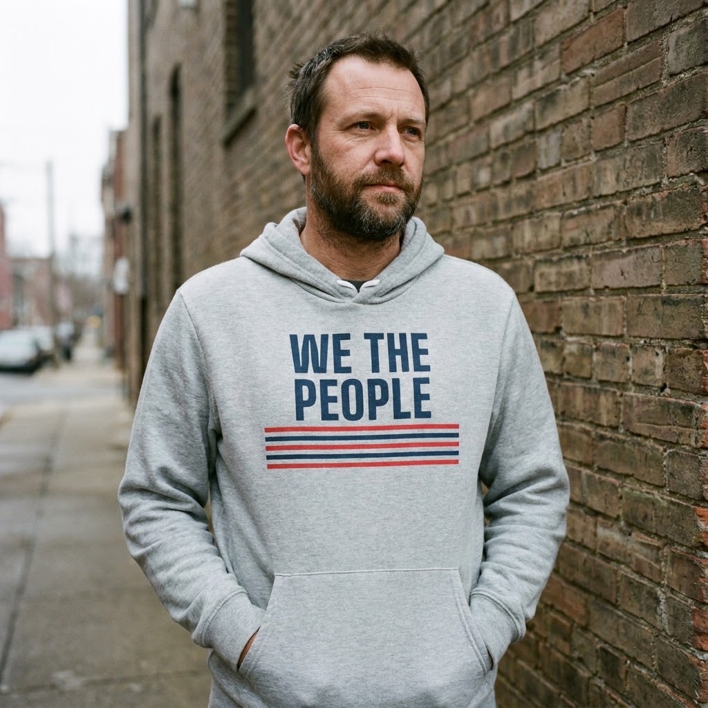 We the People hoodie — Size: L, Color: Black