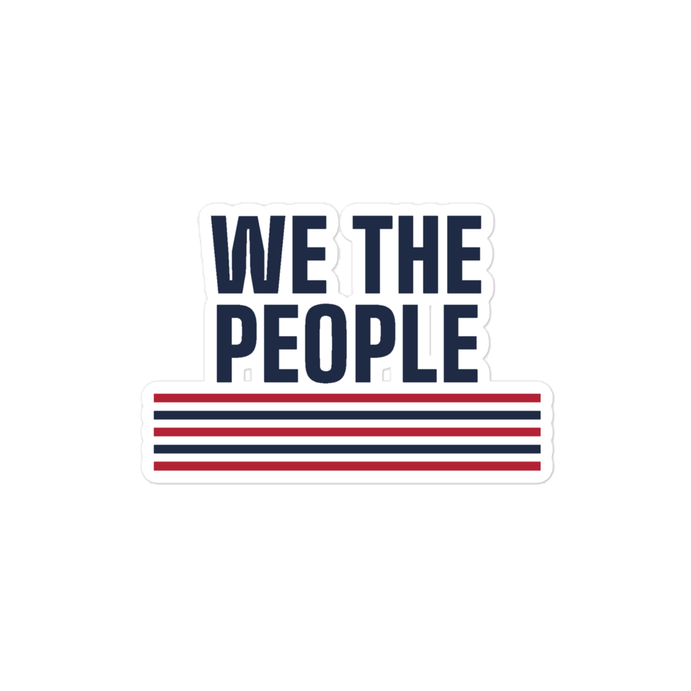 We the People sticker — Size: 3″×3″, Color: White